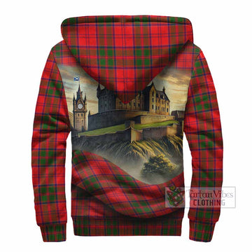 Heron Tartan Family Crest Sherpa Hoodie with Scottish Ancient Castle Style - Tartan Vibes Clothing