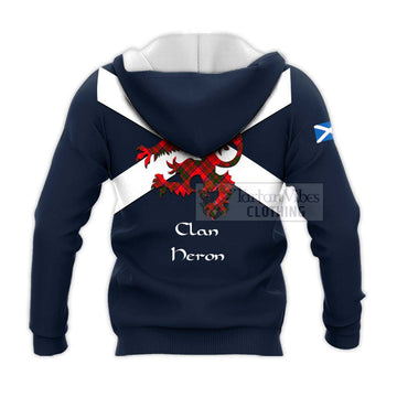 Heron Tartan Lion Rampant Knitted Hoodie Proudly Display Your Heritage with Alba Gu Brath and Clan Name - Tartan Vibes Clothing