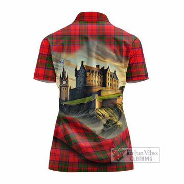 Heron Tartan Family Crest Women's Polo Shirt with Scottish Ancient Castle Style - Tartan Vibes Clothing