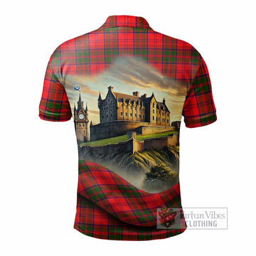 Tartan Vibes Clothing Heron Tartan Family Crest Polo Shirt with Scottish Ancient Castle Stype