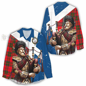 Heron Tartan Women's Casual Shirt with Family Crest Scottish Bagpiper Vibes - Tartan Vibes Clothing