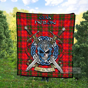 Heron Tartan Quilt with Celtic Skull Alba Gu Brath Style - Tartan Vibes Clothing