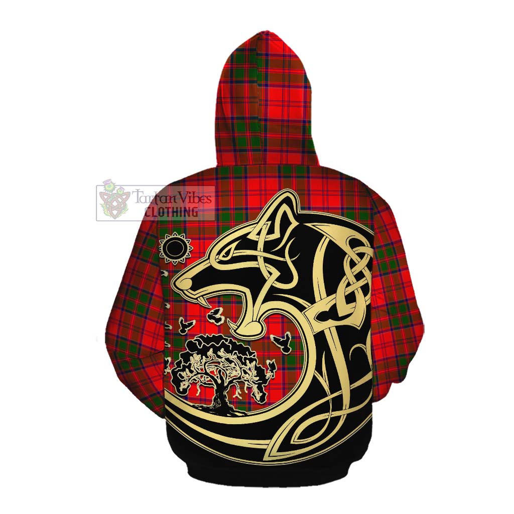 Heron Tartan Cotton Hoodie with Family Crest Celtic Wolf Style Pullover Hoodie - Tartan Vibes Clothing