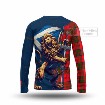 Heron Tartan Family Crest Long Sleeve T-Shirt with Scottish Majestic Lion - Tartan Vibes Clothing