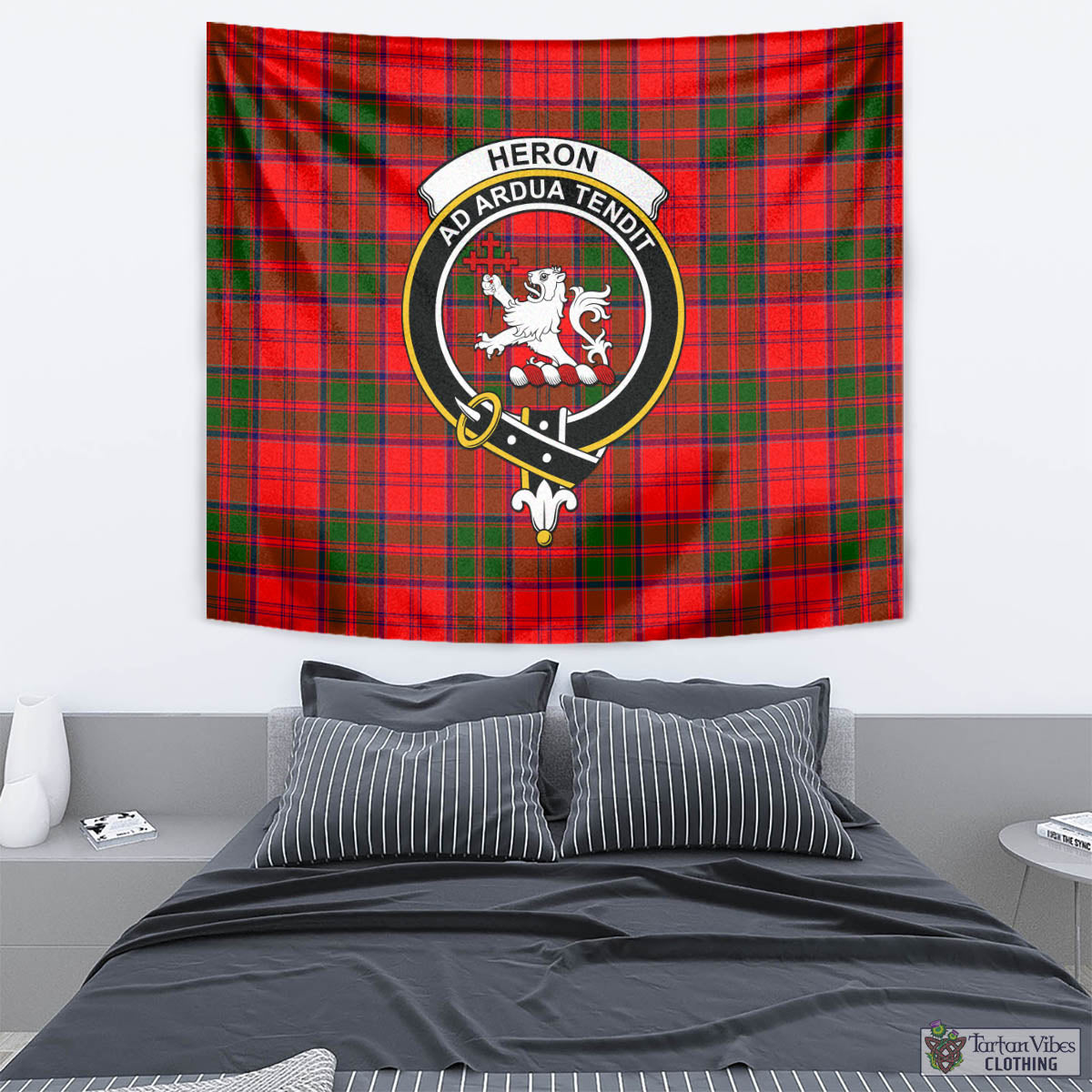 Heron Tartan Tapestry Wall Hanging and Home Decor for Room with Family Crest - Tartan Vibes Clothing