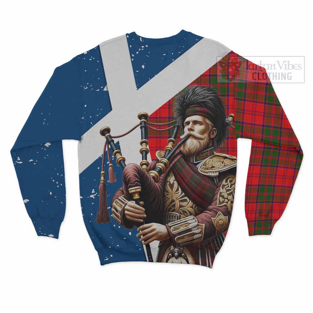 Heron Tartan Sweatshirt with Family Crest Scottish Bagpiper Vibes - Tartan Vibes Clothing