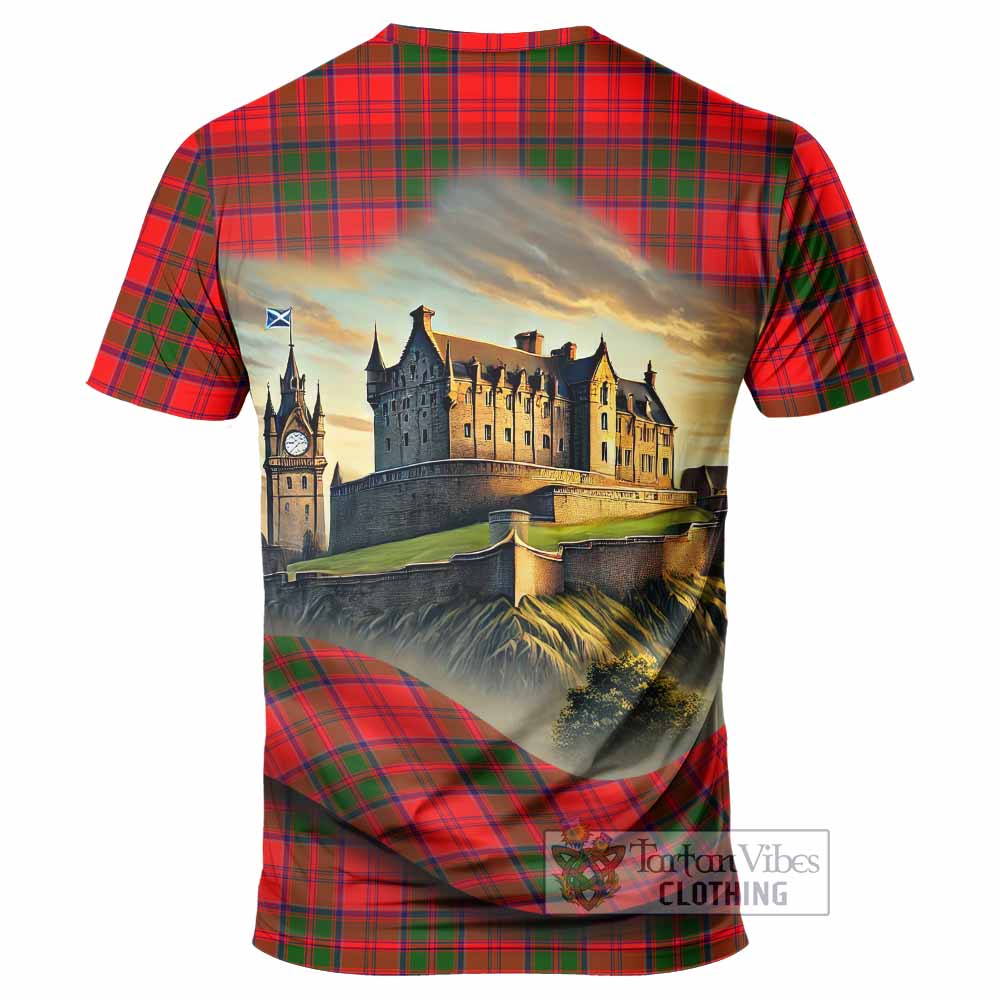 Heron Tartan Family Crest T-Shirt with Scottish Ancient Castle Style - Tartan Vibes Clothing