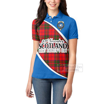 Heron Family Crest Tartan Women's Polo Shirt Celebrate Saint Andrew's Day in Style - Tartan Vibes Clothing