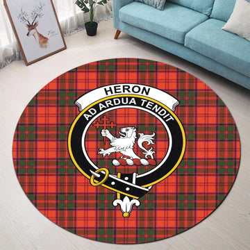 Heron Tartan Round Rug with Family Crest - Tartan Vibes Clothing
