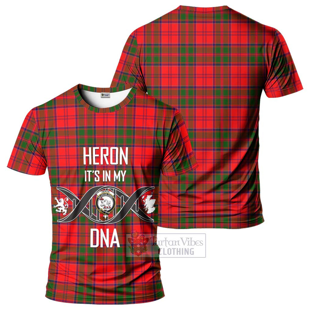 Heron Tartan T-Shirt with Family Crest DNA In Me Style - Tartan Vibes Clothing