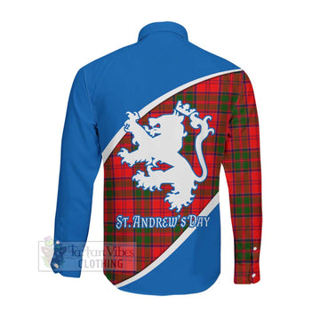 Heron Family Crest Tartan Long Sleeve Button Shirt Celebrate Saint Andrew's Day in Style Men's Shirt - Tartan Vibes Clothing