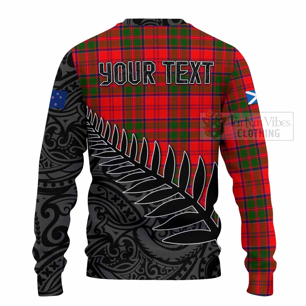 Heron Crest Tartan Knitted Sweater with New Zealand Silver Fern Half Style - Tartan Vibes Clothing