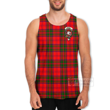 Heron Tartan Men's Tank Top with Family Crest and Bearded Skull Holding Bottles of Whiskey - Tartan Vibes Clothing