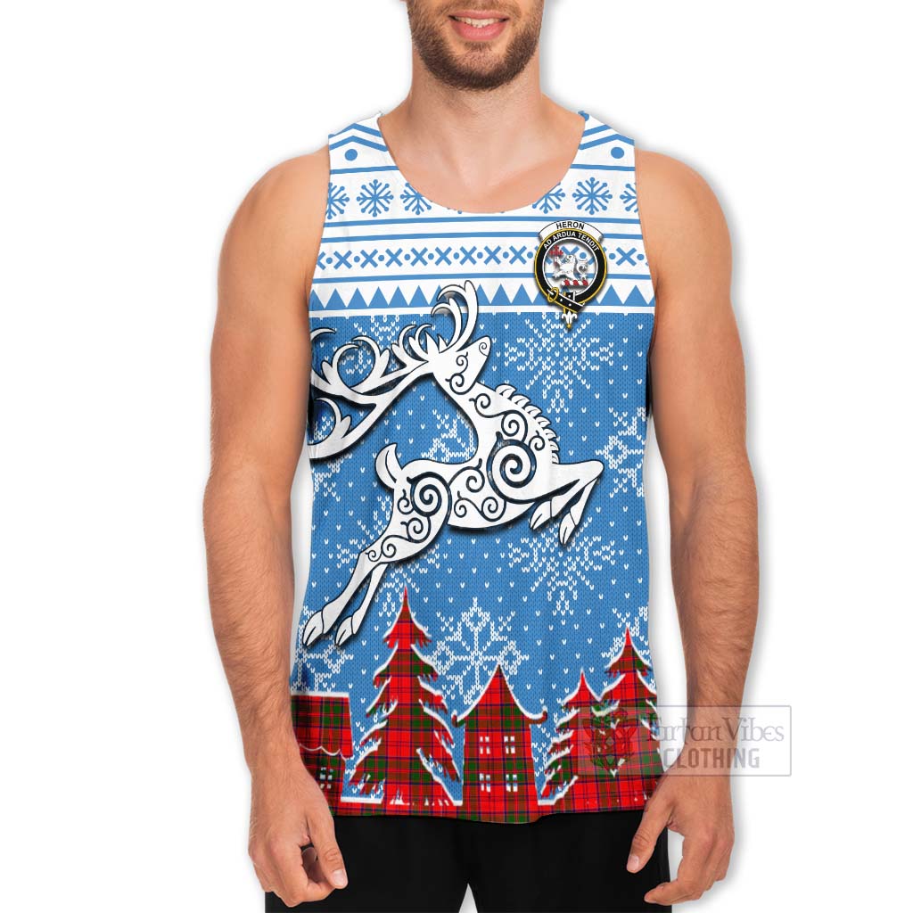 Heron Clan Christmas Men's Tank Top Celtic Reindeer Style - Tartan Vibes Clothing