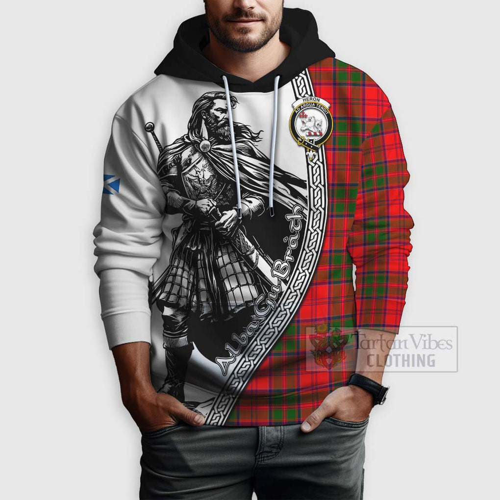 Heron Tartan Clan Crest Hoodie with Highlander Warrior Celtic Style - Tartan Vibes Clothing