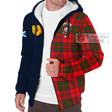 Heron Tartan Sherpa Hoodie Alba with Scottish Lion Royal Arm Half Style - Tartan Vibes Clothing