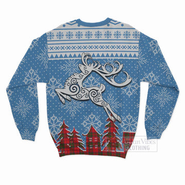 Heron Clan Christmas Sweatshirt Celtic Reindeer Style - Tartan Vibes Clothing