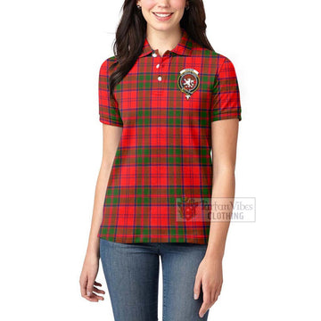 Heron Tartan Women's Polo Shirt with Family Crest Celtic Skull Style - Tartan Vibes Clothing
