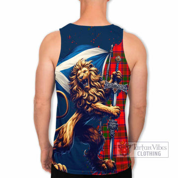 Heron Tartan Family Crest Men's Tank Top with Scottish Majestic Lion - Tartan Vibes Clothing