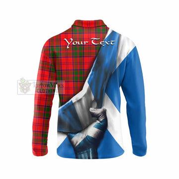 Heron Tartan Long Sleeve Polo Shirt with Family Crest Scotland Patriotic Style - Tartan Vibes Clothing