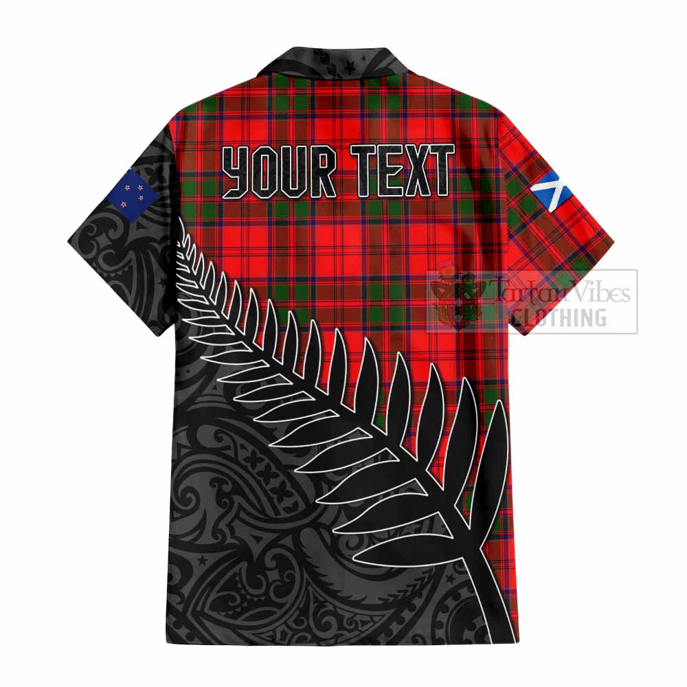 Heron Crest Tartan Hawaiian Shirt with New Zealand Silver Fern Half Style - Tartan Vibes Clothing