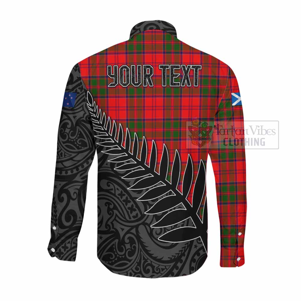 Heron Crest Tartan Long Sleeve Button Shirt with New Zealand Silver Fern Half Style Men's Shirt - Tartan Vibes Clothing