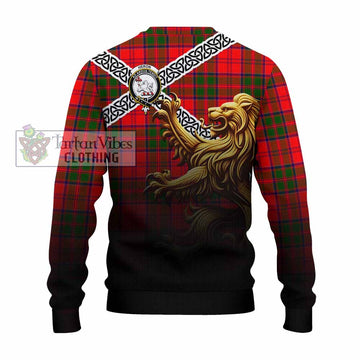 Heron Crest Tartan Knitted Sweater with Golden Lion Emblem Celtic Style - Tartan Vibes Clothing