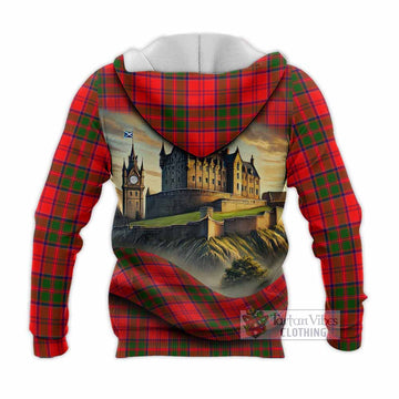 Heron Tartan Family Crest Knitted Hoodie with Scottish Ancient Castle Style - Tartan Vibes Clothing