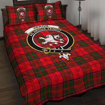 Heron Tartan Quilt Bed Set with Family Crest - Tartan Vibes Clothing