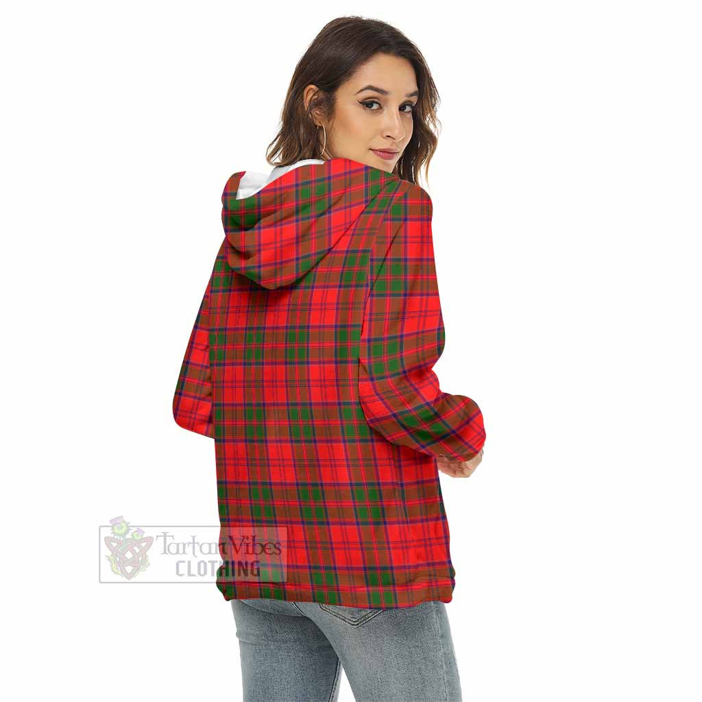 Heron Tartan Women's Borg Fleece Hoodie with Half Zip with Family Crest - Tartan Vibes Clothing