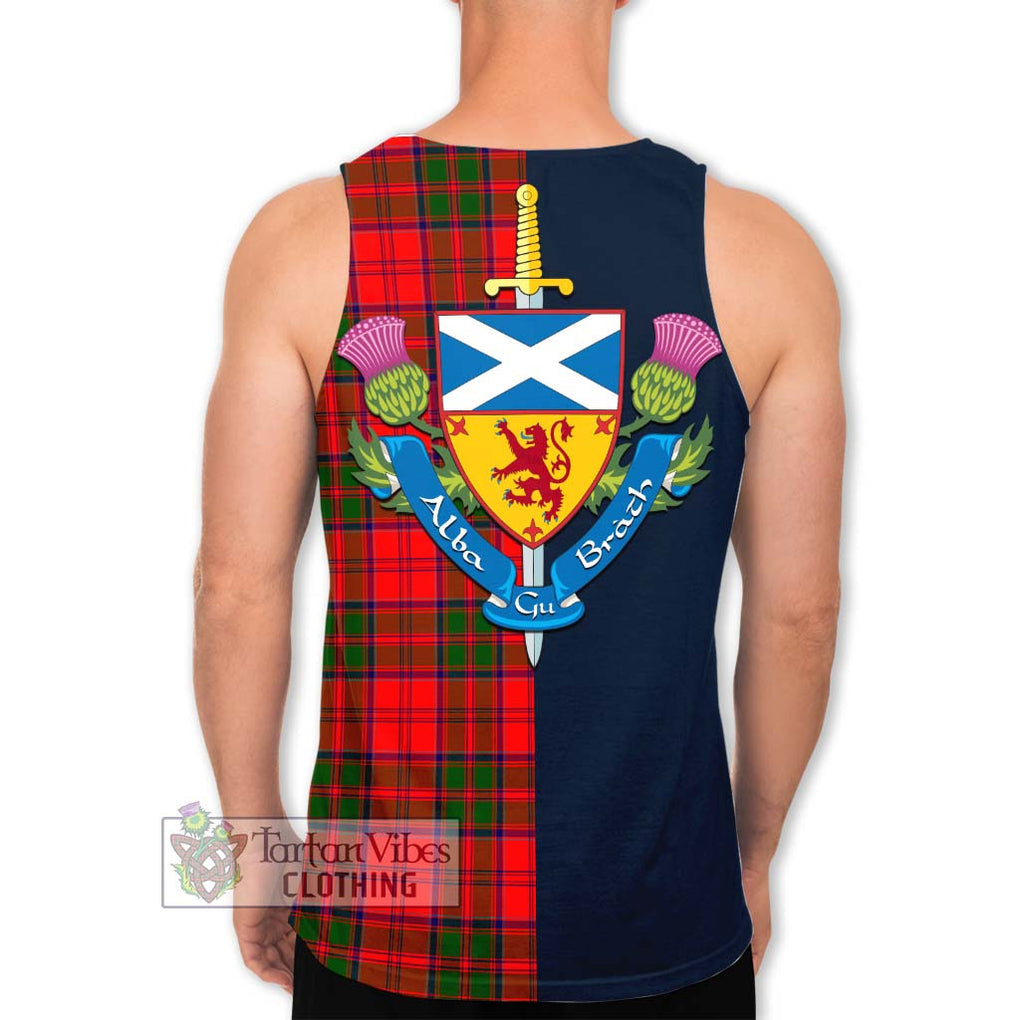 Heron Tartan Men's Tank Top Alba with Scottish Lion Royal Arm Half Style - Tartan Vibes Clothing