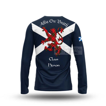 Heron Tartan Lion Rampant Long Sleeve T-Shirt Proudly Display Your Heritage with Alba Gu Brath and Clan Name - Tartan Vibes Clothing