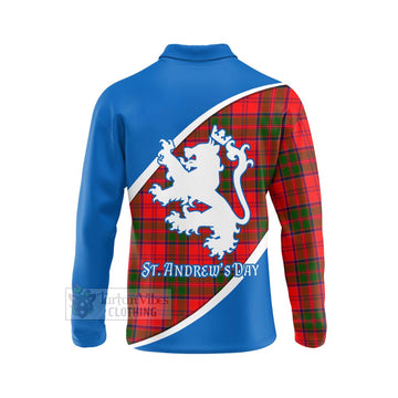 Heron Family Crest Tartan Long Sleeve Polo Shirt Celebrate Saint Andrew's Day in Style - Tartan Vibes Clothing