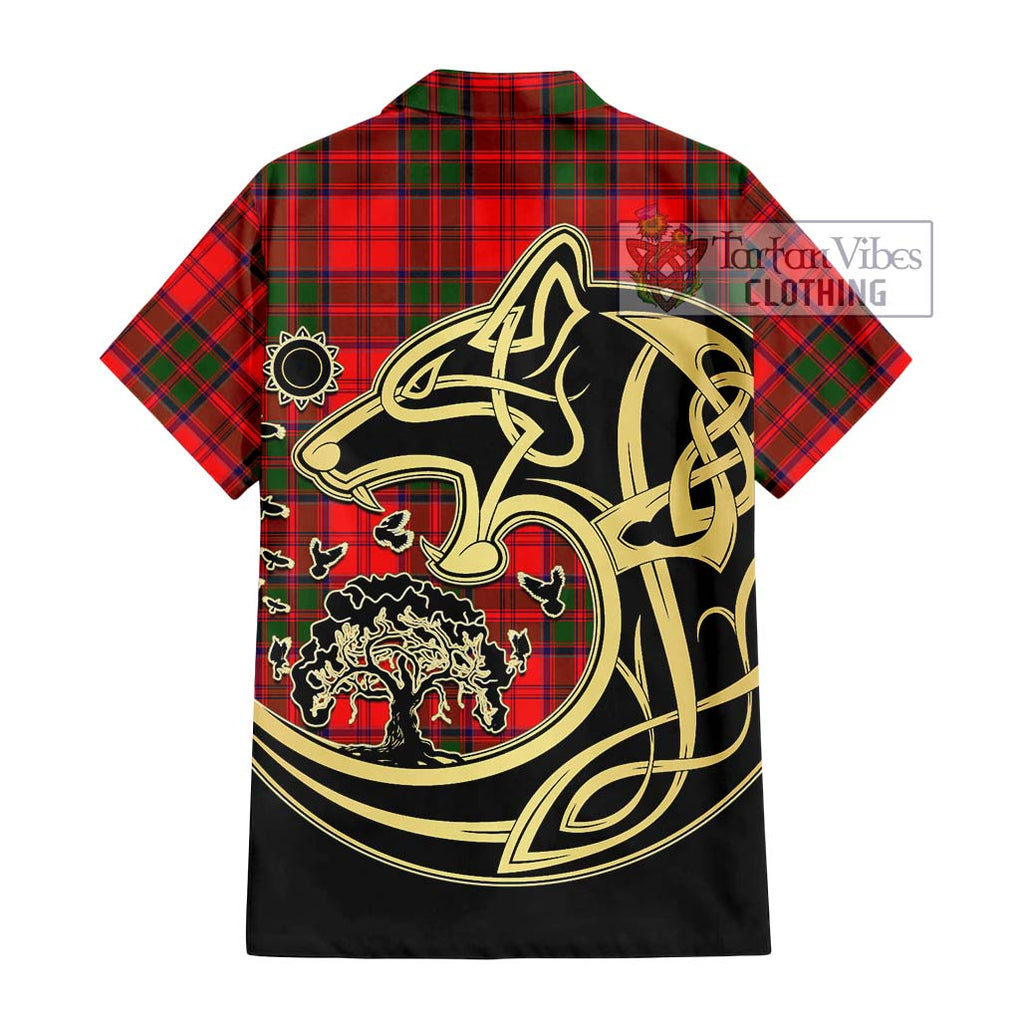 Heron Tartan Hawaiian Shirt with Family Crest Celtic Wolf Style - Tartan Vibes Clothing