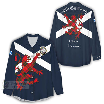 Heron Tartan Lion Rampant Women's Casual Shirt Proudly Display Your Heritage with Alba Gu Brath and Clan Name - Tartan Vibes Clothing