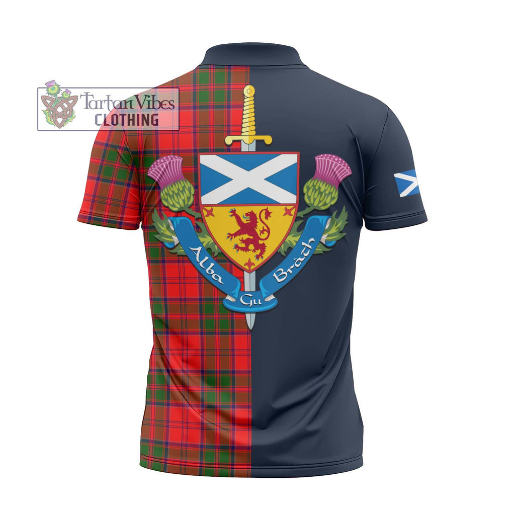 Heron Tartan Zipper Polo Shirt Alba with Scottish Lion Royal Arm Half Style - Tartan Vibes Clothing
