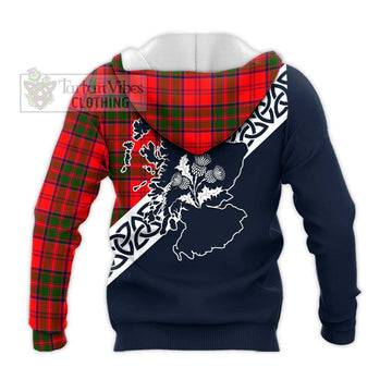 Heron Tartan Knitted Hoodie Featuring Thistle and Scotland Map - Tartan Vibes Clothing
