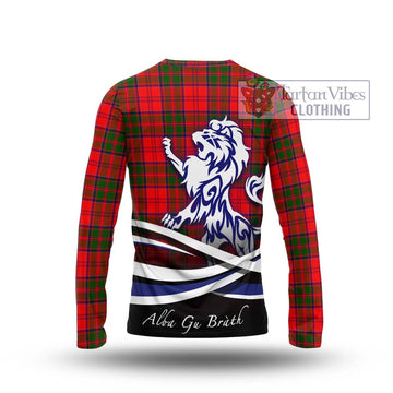 Heron Tartan Long Sleeve T-Shirt with Alba Gu Brath Regal Lion Emblem - Tartan Vibes Clothing