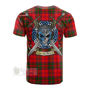 Heron Tartan Cotton T-shirt with Family Crest Celtic Skull Style Men's Shirt - Tartan Vibes Clothing