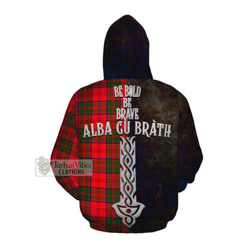Heron Tartan Family Crest Cotton Hoodie Alba Gu Brath Be Brave Lion Ancient Style Pullover Hoodie - Tartan Vibes Clothing