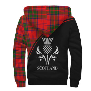 Heron Tartan Sherpa Hoodie with Family Crest Curve Style