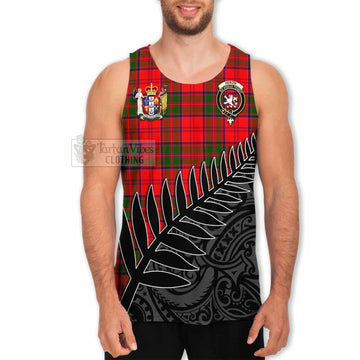 Heron Crest Tartan Men's Tank Top with New Zealand Silver Fern Half Style - Tartan Vibes Clothing