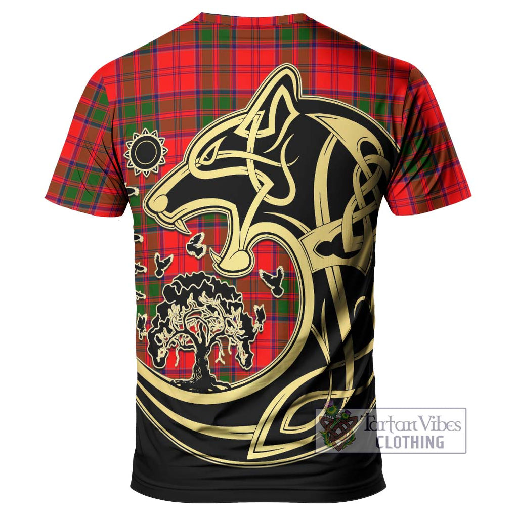 Heron Tartan T-Shirt with Family Crest Celtic Wolf Style - Tartan Vibes Clothing