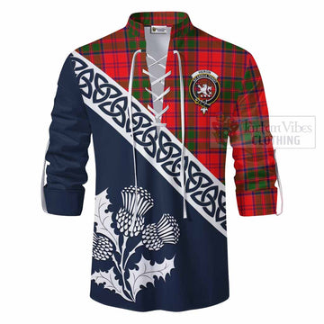 Heron Tartan Ghillie Kilt Shirt Featuring Thistle and Scotland Map - Tartan Vibes Clothing