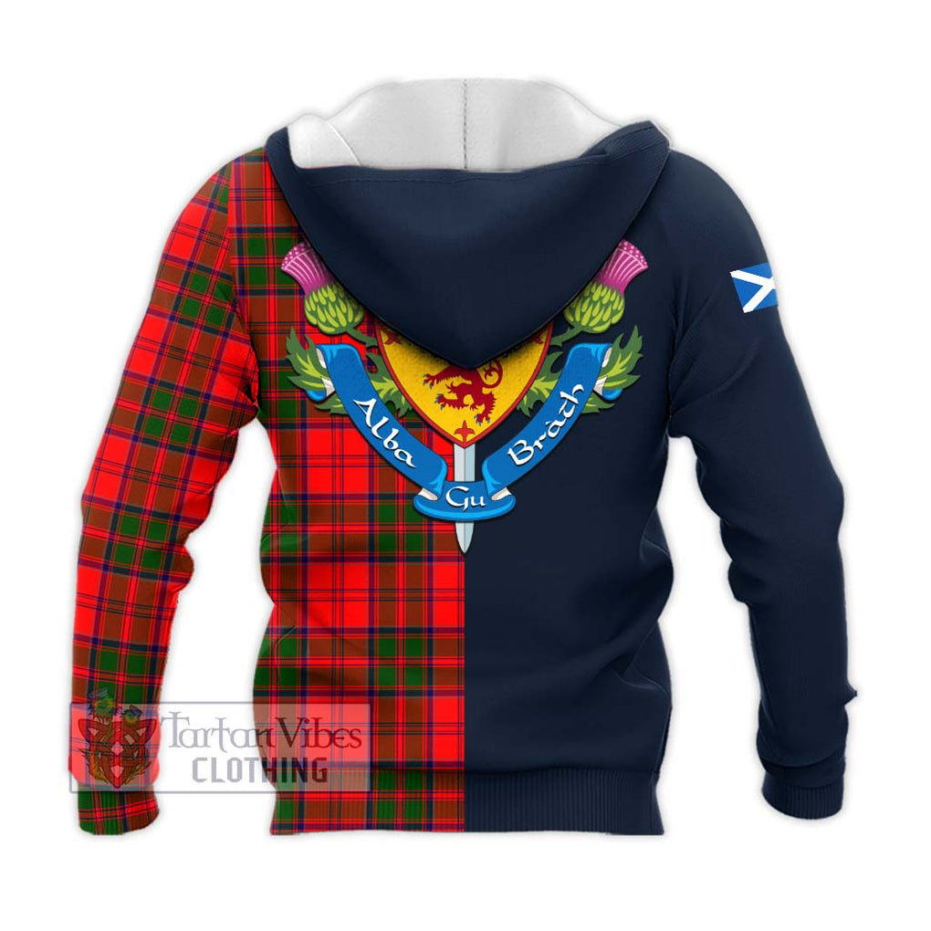 Heron Tartan Knitted Hoodie Alba with Scottish Lion Royal Arm Half Style - Tartan Vibes Clothing