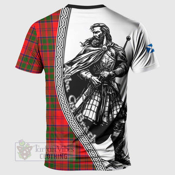 Heron Tartan Clan Crest T-Shirt with Highlander Warrior Celtic Style - Tartan Vibes Clothing