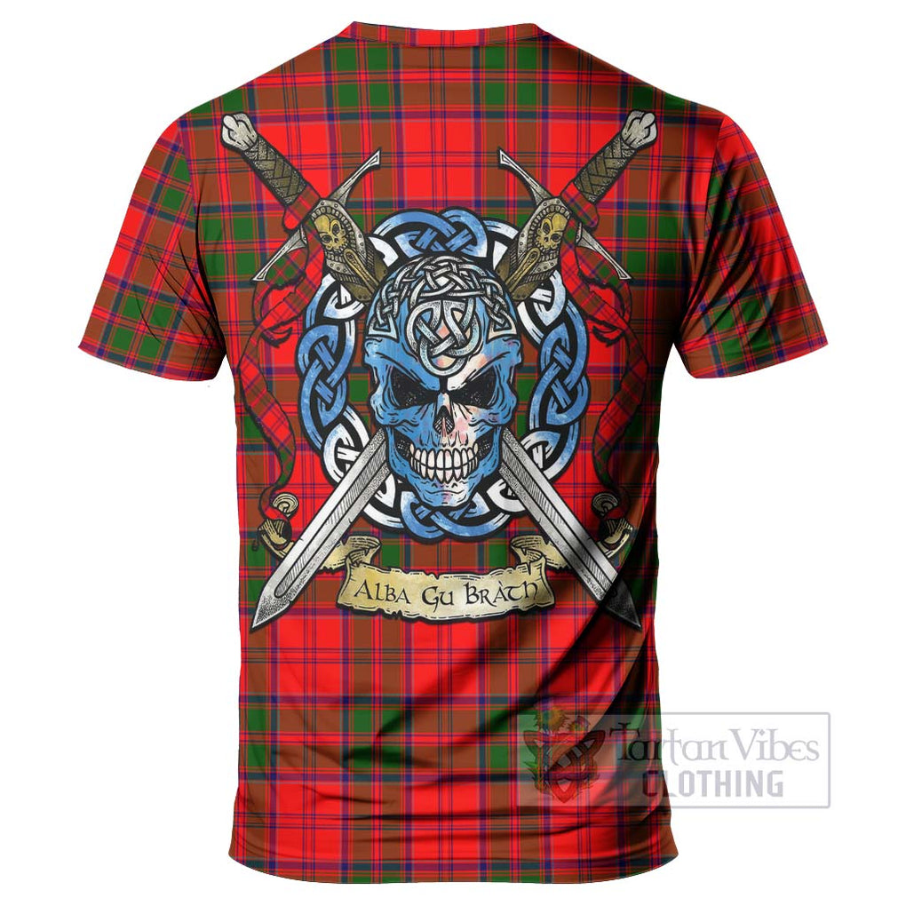 Heron Tartan T-Shirt with Family Crest Celtic Skull Style - Tartan Vibes Clothing