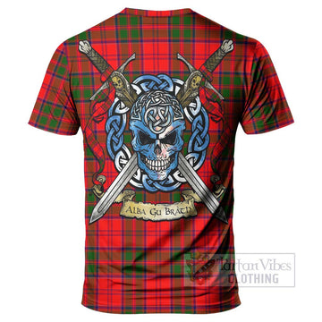 Heron Tartan T-Shirt with Family Crest Celtic Skull Style - Tartan Vibes Clothing