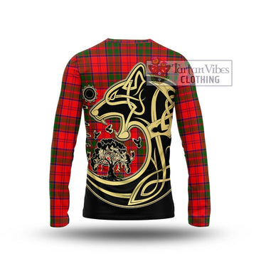 Heron Tartan Long Sleeve T-Shirt with Family Crest Celtic Wolf Style - Tartan Vibes Clothing