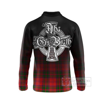 Heron Tartan Long Sleeve Polo Shirt Featuring Alba Gu Brath Family Crest Celtic Inspired - Tartan Vibes Clothing